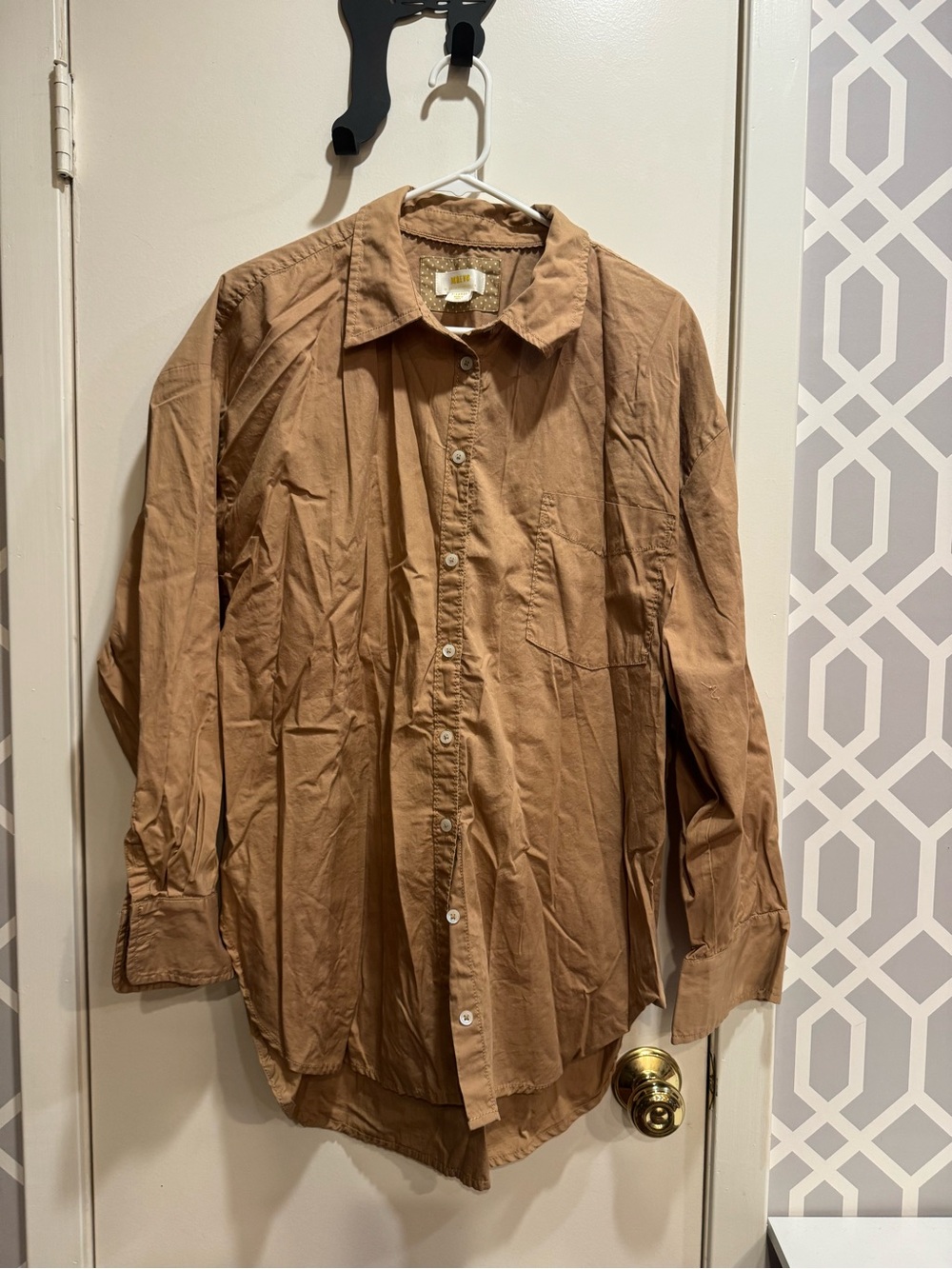 Anthropologie Women’s Button-Down Shirt in Tan Brown